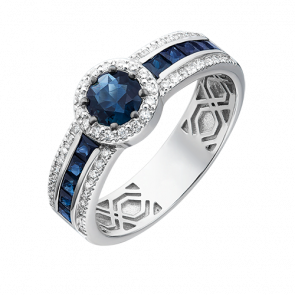 Кольцо из белого золота Platina с бриллиантом и сапфиром 01-1330-00-105-1120-30 фото