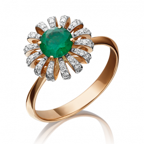 Золотое кольцо Platina с бриллиантом и изумрудом 01-1345-00-106-1110-30 фото