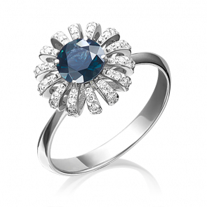 Кольцо из белого золота Platina с бриллиантом и сапфиром 01-1346-00-105-1120-30 фото