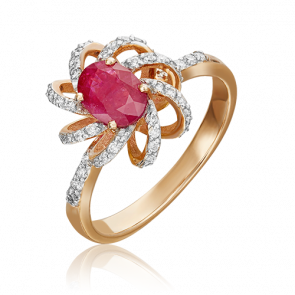 Золотое кольцо Platina с бриллиантом и рубином 01-1347-00-107-1110-30 фото