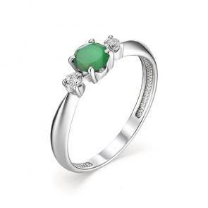 Серебряное кольцо АЛЬКОР с фианитом и агатом 01-1347/00АГ-00 фото