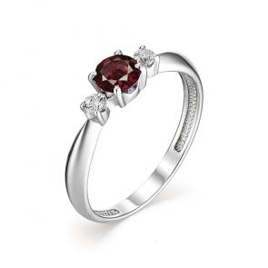 Серебряное кольцо АЛЬКОР с фианитом и гранатом 01-1347/00ГР-00 фото