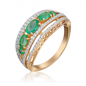 Золотое кольцо Platina с бриллиантом и изумрудом 01-1351-00-106-1110-30 фото