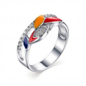 Серебряное кольцо АЛЬКОР с эмалью и цирконием 01-1390/ЭМ86-00 фото