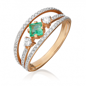 Золотое кольцо Platina с бриллиантом и изумрудом 01-1423-00-106-1110-30 фото