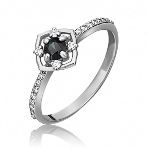 Кольцо из белого золота Platina с бриллиантом и сапфиром 01-1444-00-105-1120-30 фото