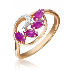 Золотое кольцо Platina с бриллиантом и рубином 01-1449-00-107-1110-30 фото