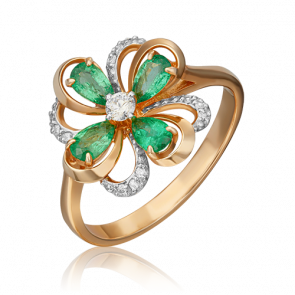 Золотое кольцо Platina с бриллиантом и изумрудом 01-1465-00-106-1110-30 фото