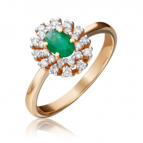 Золотое кольцо Platina с бриллиантом и изумрудом 01-1477-00-106-1110-30 фото