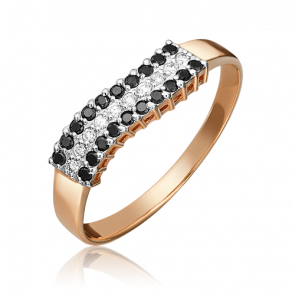Золотое кольцо Platina с бриллиантом и чёрным бриллиантом 01-1482-00-108-1110-30 фото