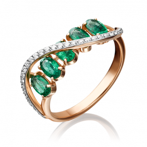 Золотое кольцо Platina с бриллиантом и изумрудом 01-1498-00-106-1110-30 фото