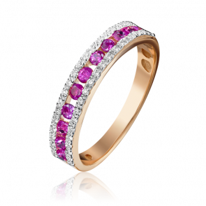 Золотое кольцо Platina с бриллиантом и рубином 01-1501-00-107-1110-30 фото