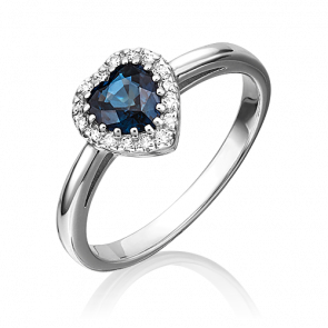 Кольцо из белого золота Platina с бриллиантом и сапфиром 01-1512-00-105-1120-30 фото