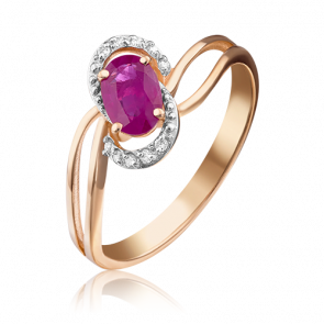 Золотое кольцо Platina с бриллиантом и рубином 01-1513-00-107-1110-30 фото