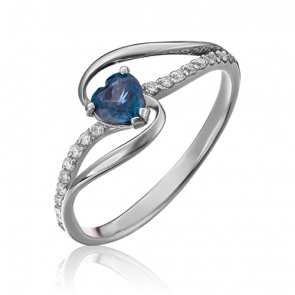 Кольцо из белого золота Platina с бриллиантом и сапфиром 01-1535-00-105-1120-30 фото