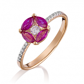 Золотое кольцо Platina с бриллиантом и рубином 01-1545-00-107-1110-30 фото