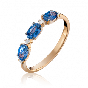 Золотое кольцо Platina с бриллиантом и сапфиром 01-1546-00-105-1110-30 фото