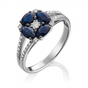 Кольцо из белого золота Platina с бриллиантом и сапфиром 01-1551-00-105-1120-30 фото