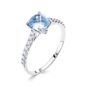 Серебряное кольцо АЛЬКОР с топазом и фианитом 01-1575/00ТБ-00 фото