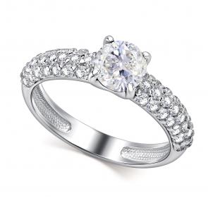 Серебряное кольцо АЛЬКОР с фианитом и горным хрусталём 01-1664/00ГХ-00 фото