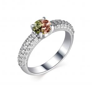 Серебряное кольцо АЛЬКОР с фианитом и султанитом 01-1664/00СТ-00 фото