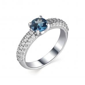 Серебряное кольцо АЛЬКОР с фианитом и Лондон топазом 01-1664/00ТЛ-00 фото