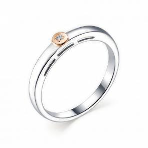 Серебряное кольцо Алькор с золотой накладкой и бриллиантом 01-1727/000Б-00 фото