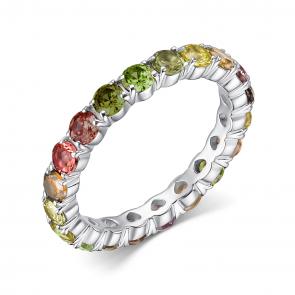 Серебряное кольцо АЛЬКОР с фианитом и хризолитом 01-1766/00ХР-00 фото