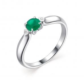 Серебряное кольцо АЛЬКОР с бриллиантом и агатом 01-1809/БРАГ-00 фото