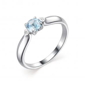 Серебряное кольцо АЛЬКОР с топазом и бриллиантом 01-1809/БРТБ-00 фото
