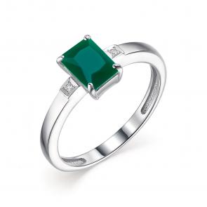 Серебряное кольцо АЛЬКОР с бриллиантом и агатом 01-1835/БРАГ-00 фото