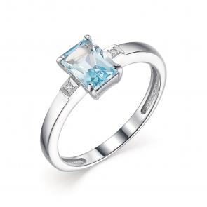 Серебряное кольцо АЛЬКОР с топазом и бриллиантом 01-1835/БРТБ-00 фото