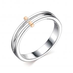 Серебряное кольцо Алькор с золотой накладкой и бриллиантом 01-1902/000Б-00 фото