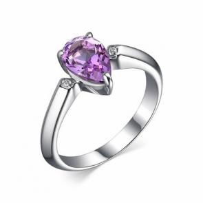 Серебряное кольцо АЛЬКОР с фианитом и аметистом 01-2059/00АМ-00 фото
