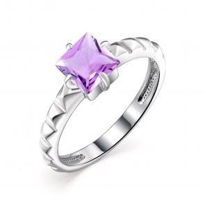 Серебряное кольцо АЛЬКОР с аметистом 01-2093/00АМ-00 фото
