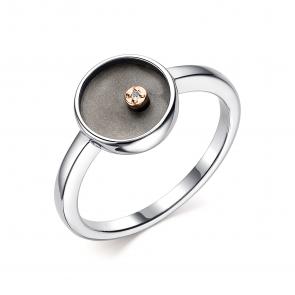 Серебряное кольцо АЛЬКОР с золотой накладкой и бриллиантом 01-2158/000Б-00 фото