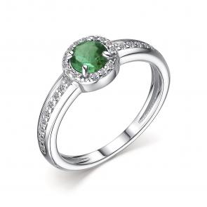 Серебряное кольцо АЛЬКОР с фианитом и изумрудом 01-2209/000И-00 фото
