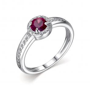Серебряное кольцо АЛЬКОР с фианитом и рубином 01-2209/000Р-00 фото
