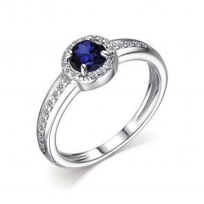 Серебряное кольцо АЛЬКОР с фианитом и сапфиром 01-2209/000С-00 фото