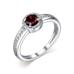 Серебряное кольцо АЛЬКОР с фианитом и гранатом 01-2209/00ГР-00 фото