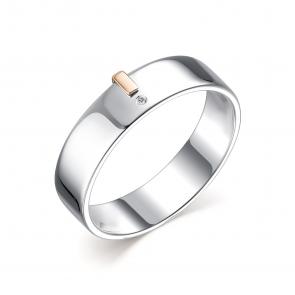 Серебряное кольцо Алькор с золотой накладкой и бриллиантом 01-2224/000Б-00 фото
