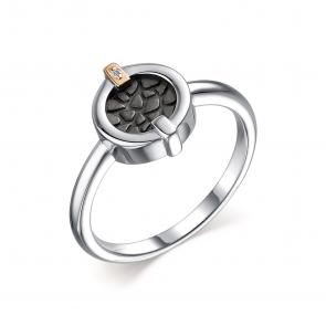 Серебряное кольцо АЛЬКОР с золотой накладкой и бриллиантом 01-2347/000Б-00 фото