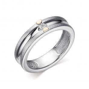 Серебряное кольцо АЛЬКОР с золотой накладкой и бриллиантом 01-2428/000Б-00 фото