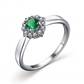Серебряное кольцо АЛЬКОР с фианитом и изумрудом 01-2554/000И-00 фото