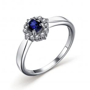 Серебряное кольцо АЛЬКОР с фианитом и сапфиром 01-2554/000С-00 фото