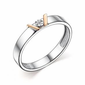 Серебряное кольцо Алькор с золотой накладкой и бриллиантом 01-2675/000Б-00 фото