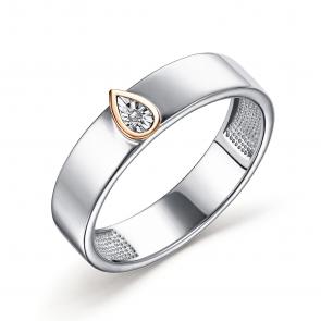 Серебряное кольцо Алькор с золотой накладкой и бриллиантом 01-2676/000Б-00 фото