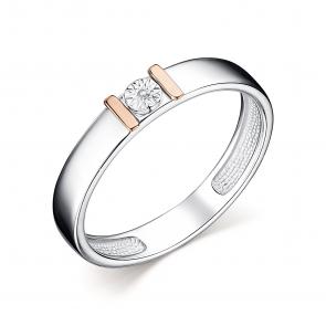 Серебряное кольцо Алькор с золотой накладкой и бриллиантом 01-2677/000Б-00 фото