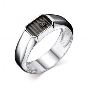 Серебряное кольцо АЛЬКОР с чёрным бриллиантом 01-2704/00ЧБ-17 фото