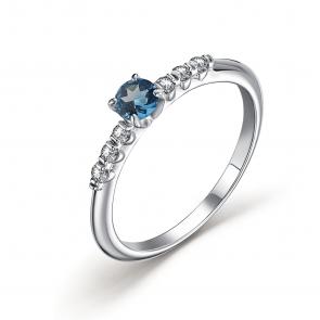Серебряное кольцо АЛЬКОР с фианитом и Лондон топазом 01-2959/00ТЛ-00 фото